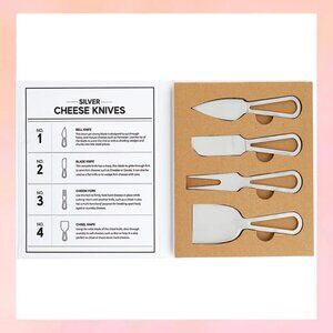 4-Piece Silver Cheese Knives & Spreader Set | Charcuterie Board Tools